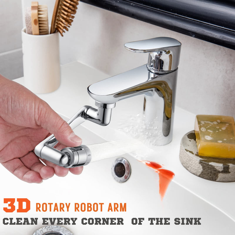 1080°+ 360° Swivel Faucet Extender, 1440° Degree Rotatable Faucet Aerator Splash Filter With 2 Water Outlet Modes. Brass Multifunction Bathroom Kitchen Sink Faucet Attachment For Washing Face 2 Pack 1440°Swivel Faucet Extender-2 Pack