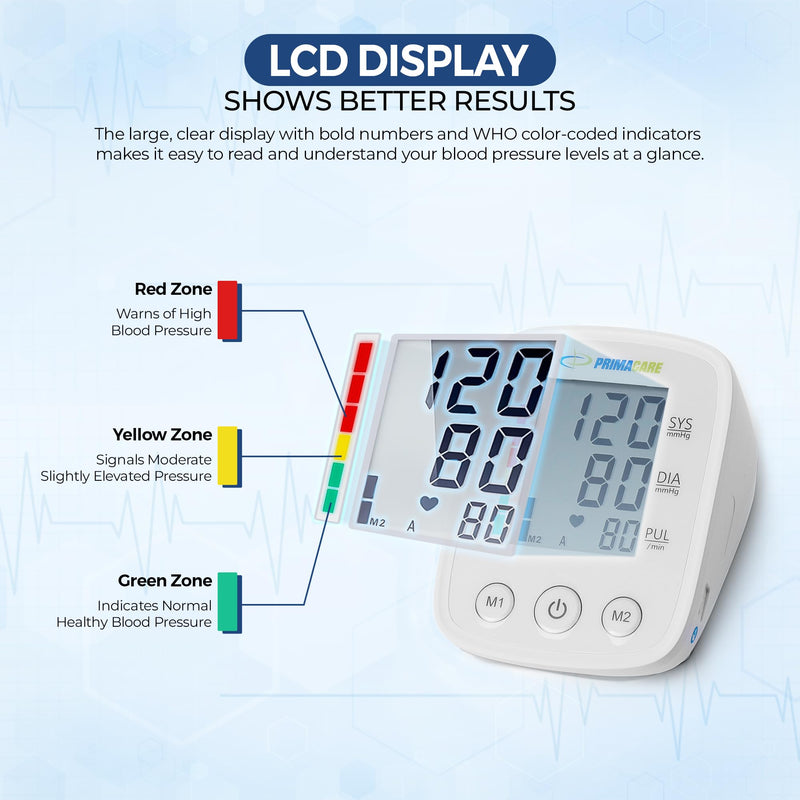 Primacare DS-8007 Automatic Digital Blood Pressure Monitor Upper Arm Sphygmomanometer for Home Use