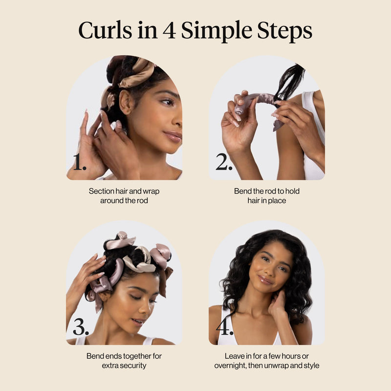 Kitsch Satin Flexi Rod Heatless Hair Curler Set 6pcs - Rosewood | Hair Rollers for Overnight Curls, Heatless Curler, Overnight Blowout Rods, Heatless Blowout Rods 6 Count (Pack of 1)