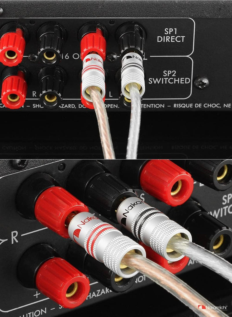 Nakamichi Excel Series 24k Gold Plated BFA Banana Plug 12-18 AWG Gauge Size 4mm for Speakers Amplifier Hi-Fi AV Stereo Home Theatre Audio Wire Cable Screw Connector, 10 Pcs (5-Pairs) 10 Pcs (5-Pairs)