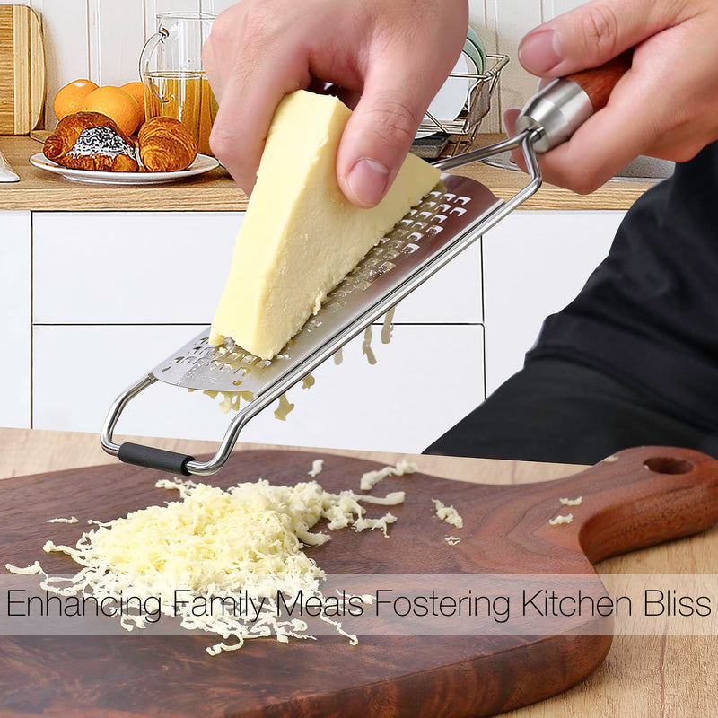 KULUNER Professional-Grade Lemon Zester with Ultra-Coarse Blades, Heavy-Duty Cheese/Vegetable Grater, Solid Wood Handle Design - Rust-Resistant Durable, Essential Kitchen Tool (A1) Rectangular