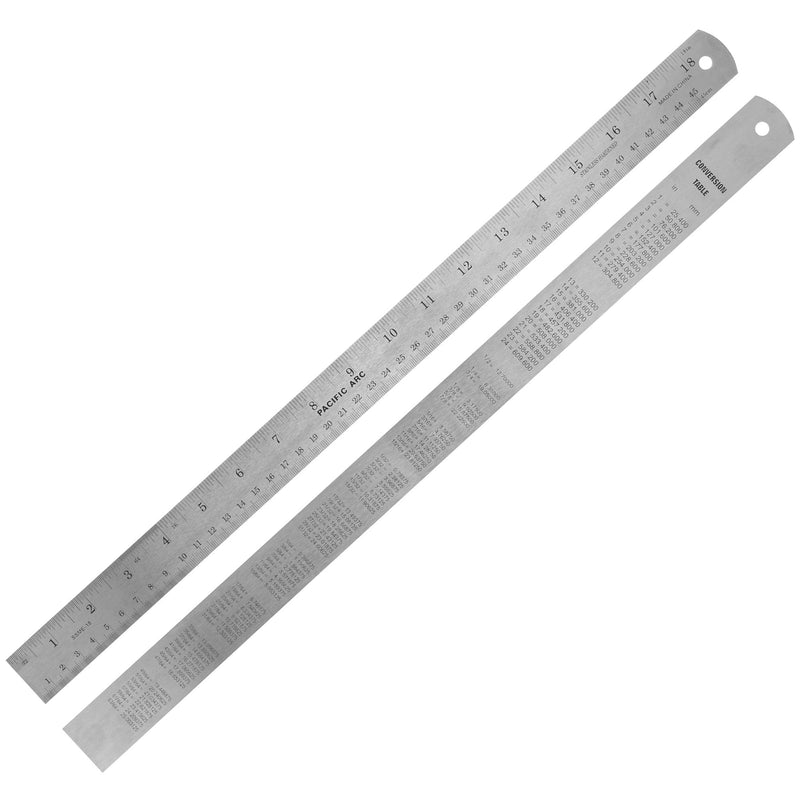 Pacific Arc 18 Inch Stainless Steel Ruler with Inch/Metric Conversion Table 18 In