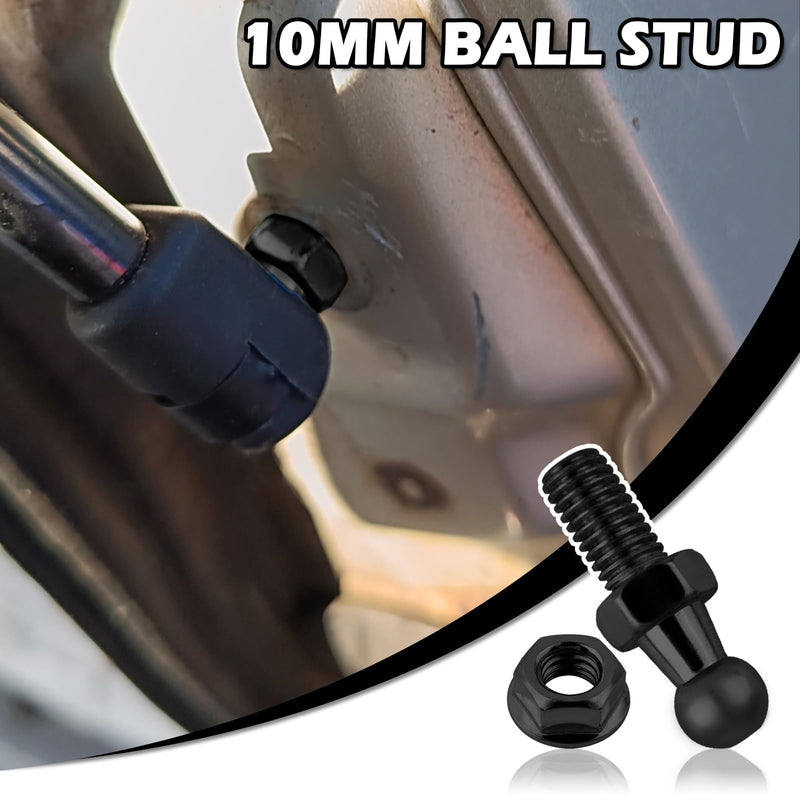 4PCS 10mm Ball Stud,5/16-18 Thread x 3/5" Gas Spring Strut Mount Stud with Hardware Nuts for Gas Struts Ball Ended Bonnet,Universal Vehicle Accessories Gases Strut Mounting Brackets