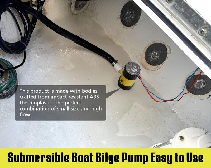 Boat Bilge Pump 12V DC with 3.3ft Power Cord 750 GPH Maximum Flow Rate for Marine Yacht Kayak Canoe and Small Boats Efficient Water Removal System with Durable Design and Easy Installation