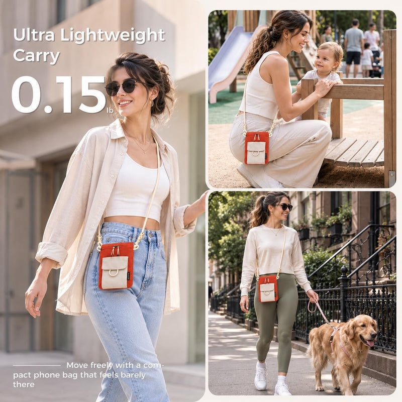 Cell Phone Pouch with Strap Lightweight Crossbody Phone Purse with Nylon Lanyard Fits iPhone 12-17 for Travel Casual Walking Red