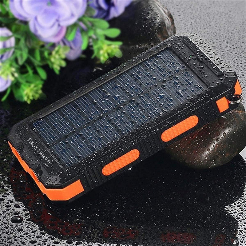 Suscell Solar Charger,20000mAh Solar Power Bank,Waterproof Portable Charger with Dual 5V USB Port/LED Flashlight Compatible with All Smartphone External Battery Pack Perfect for Outdoor/Camping/Trip Orange