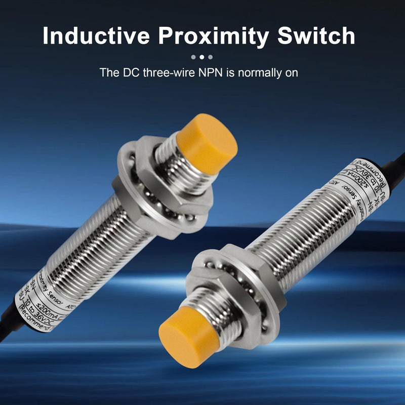 ATO M12 Inductive Proximity Sensor Switch, 4Pcs Non-Shield Detector 4mm NPN Normally Open(NO) Approach Sensor,Directly Connecting with PLC 4 pcs