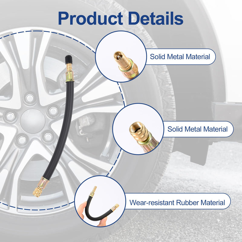 2pcs Tire Rubber Valve Extension Tube Extender, Valve Stem Extender Tire Inflation Extension Hose Tire Valve Extension Tool for Car Tire Motorcycle Bicycle RV Inflatable Extension Nozzle