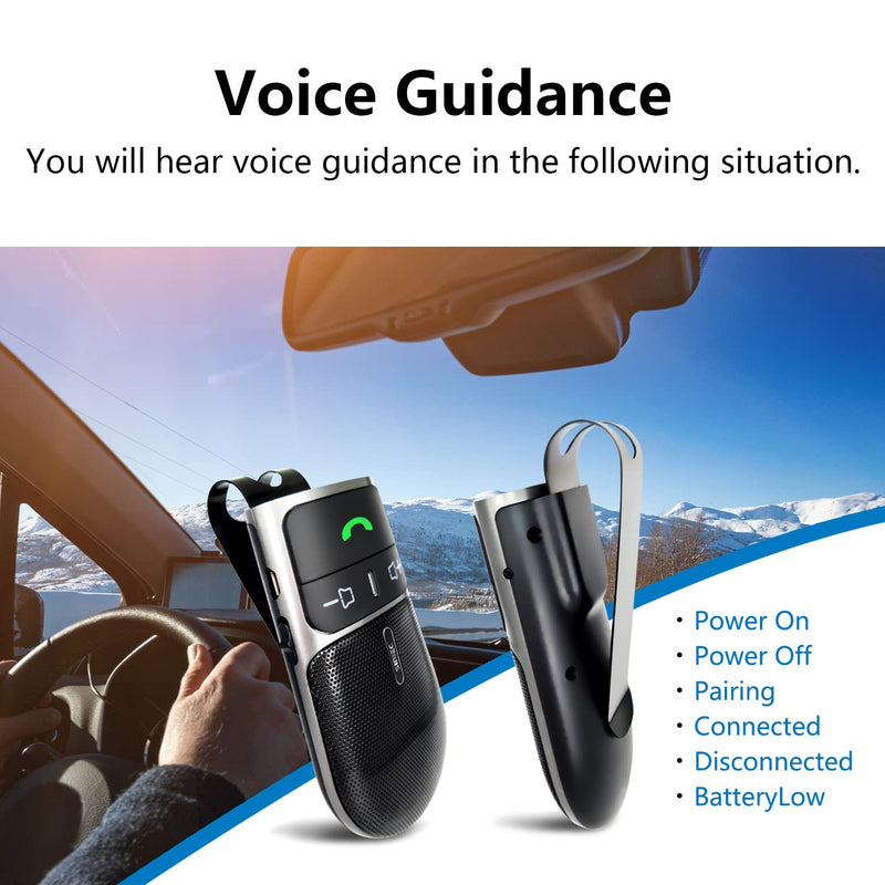 Bluetooth Phone Speaker for Car,Hands Free Bluetooth for Cell Phone | In-Car Speakerphone for Safe Driving, Support Siri Google Voice Assistant, AUTO Power ON off, Visor Clip