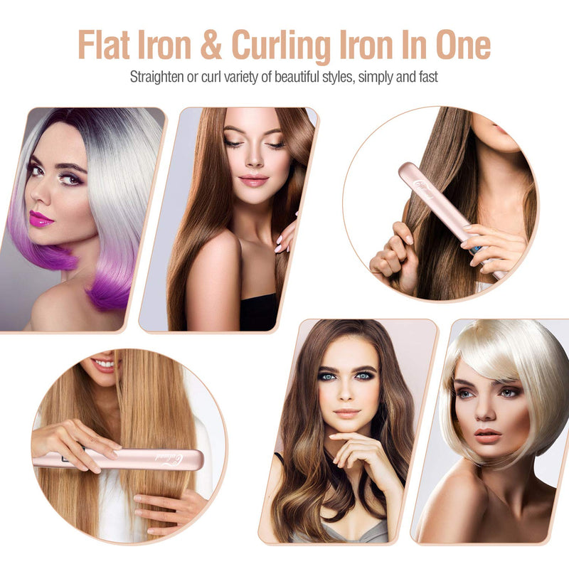 Hair Straightener, Professional Ceramic Flat Iron for Hair and LCD Digital Display with Adjustable Temp (160℃-230℃) Straightner Iron, Dual Voltage Gold