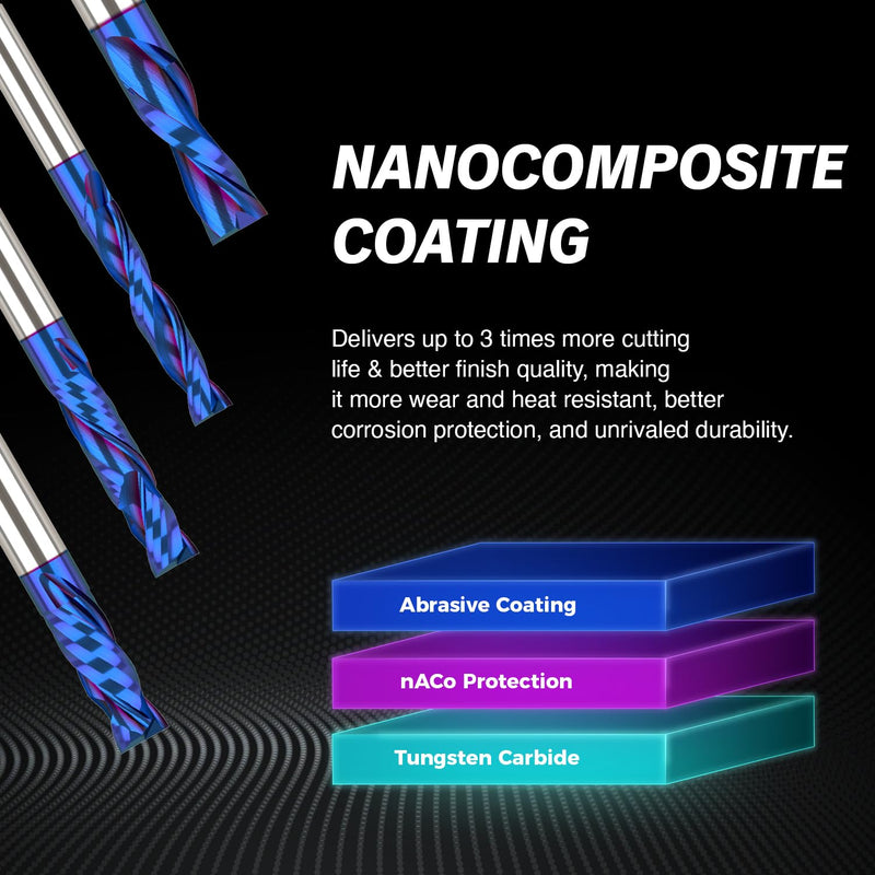 ZahyoX 3/8" Upcut Extra Long Spiral CNC Bit, NACO Coated Router Bit, 3/8" Cutting Dia, 2" Cutting Length, 4" Overall Length, CNC Woodworking End Mill Upcut, 2" CL Pack of 1
