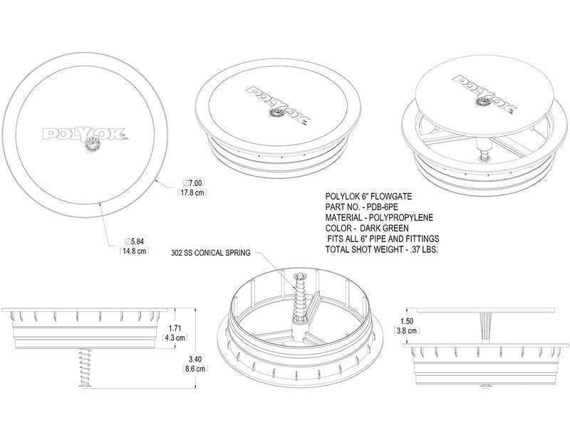 Polylok 6" Flow Gate (Drainage Pop-Up Emitter)