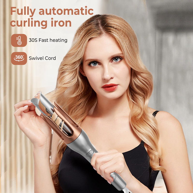 Hair Curler, Portable Automatic Curling Iron with Anti-Scald Design, 30s Fast Heat, 3 Temp Settings, 32mm Tourmaline Ceramic Barrel, 60 Min Auto Shut-Off
