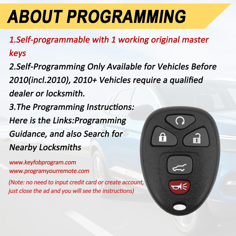 Key Fob Replacement for 07-14 Chevy Suburban Tahoe/ 09-17 Traverse/ 07-14 GMC Yukon/ 08-17 Acadia Buick Enclave/ 07-13 Escalade Car Keyless Entry Remote Control,OUC60270 OUC60221,2Pcs