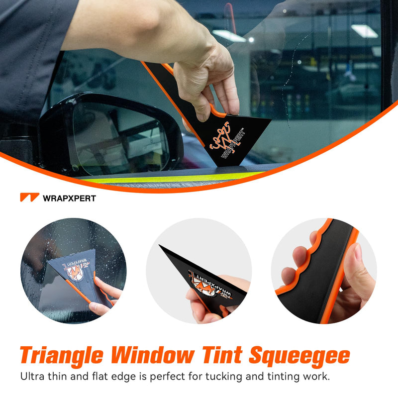 WRAPXPERT Window Tint Tool Vinyl Wrap Tools Small Tinting Squeegee, Vinyl Wrap Squeegee with Felt Buffers, Utility Knife, for Side/Quarter Window Tint Applying, Car Wrapping/PPF Installation