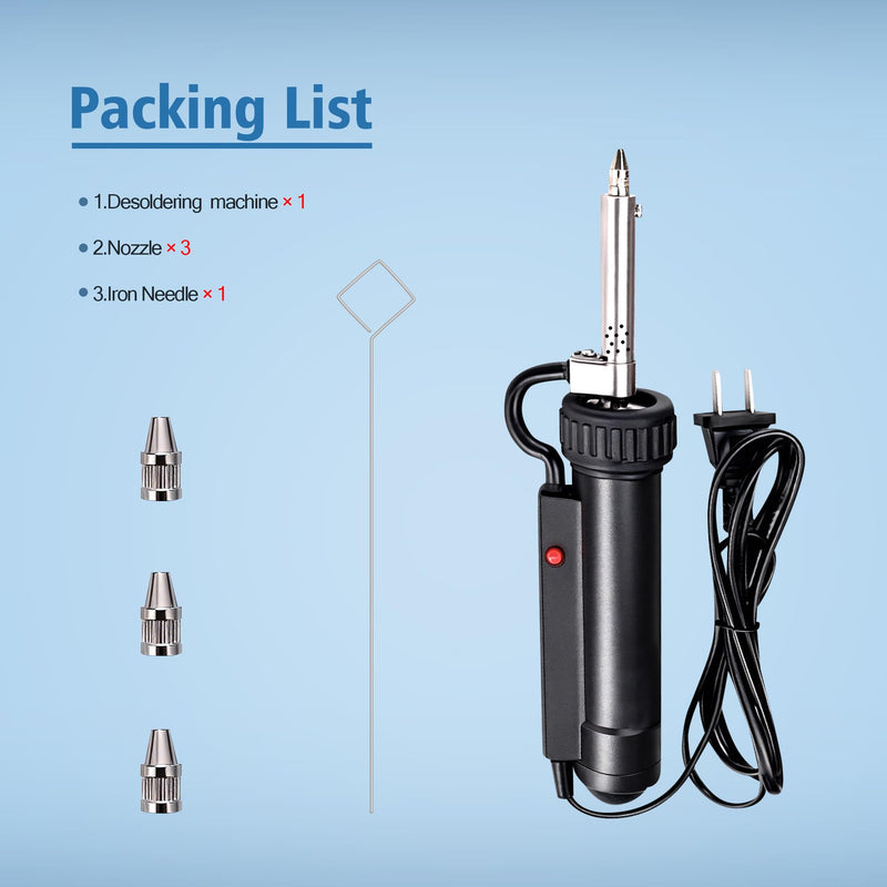 Electric Solder Sucker Vacuum,Automatic Desoldering Gun,Portable Desoldering Iron Tool AC 110V 30W with 3 Soldering Suction Tips,Electric Desoldering Pump Repair Solder Removal Tool (Size:US Plug)