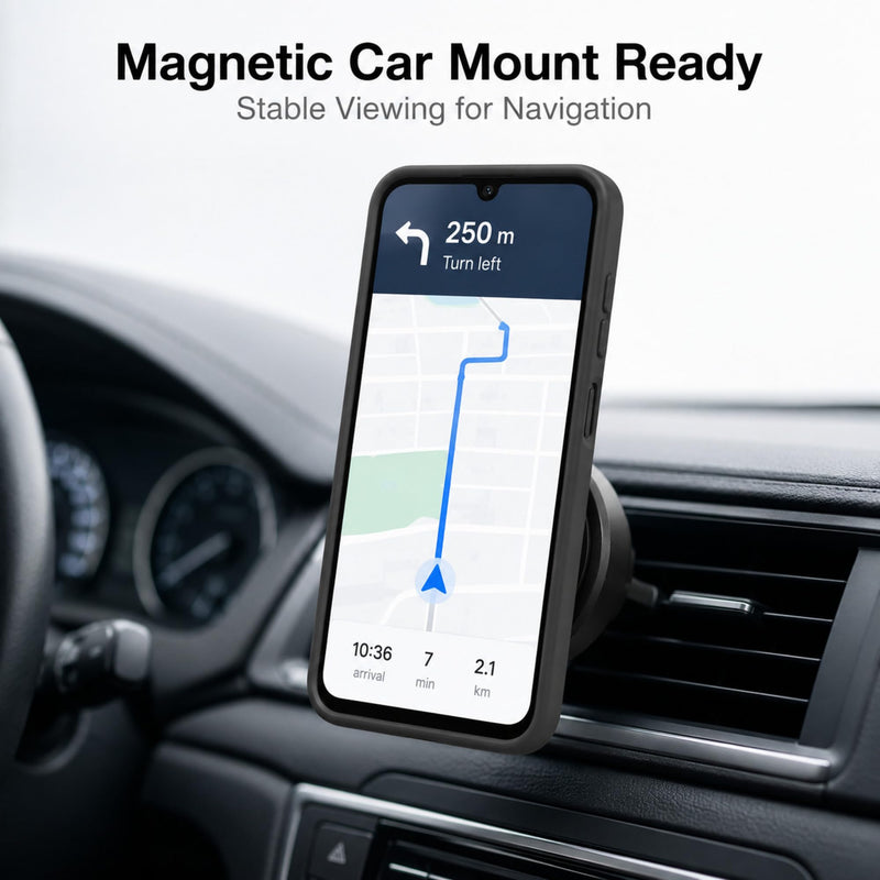 Magnetic for Samsung Galaxy A17 5G Case, Silicone Phone Case with 2 Screen Protectors, Integrated Raised Camera Protection, Shock-Absorbing Drop Protection, Black