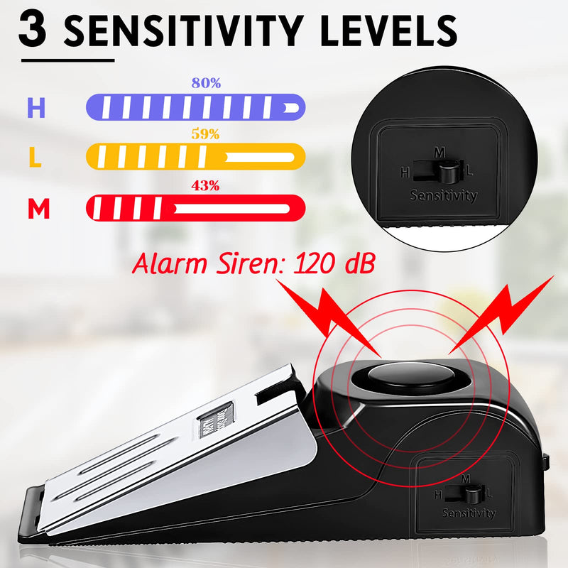 8 Pieces Door Stop Alarm Door Stoppers with 120 dB Security Alarm Doorstops Wedge Doors Stopper Alarms for Travel Apartment Home House Doors Stoppers Safety Tools