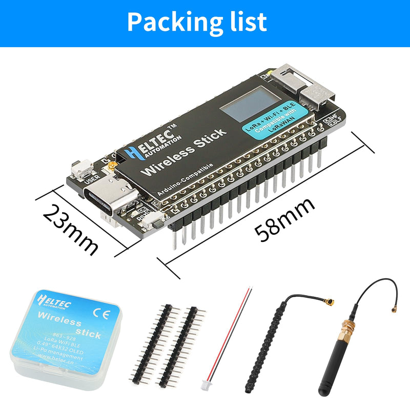 ESP32 S3 SX1262 Wireless Stick Module WiFi BLE LoRa V3 Development Board with 0.49" OLED Display 863~928MHz Bluetooth 64M Bits Compatible with Arduino Wireless Stick Board