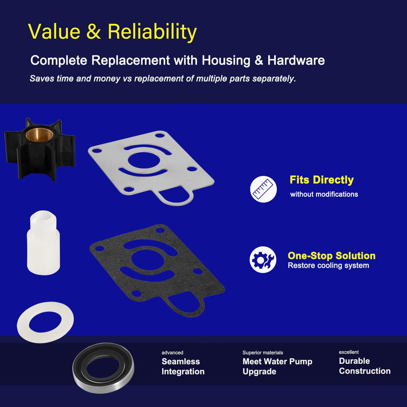 Water Pump Impeller Kit #12012 / FK1069 for Chrysler Force & Mercury 75-140 HP Outboards (1979-1989) – Full Impeller, Oil Seal & Hardware Rebuild Kit
