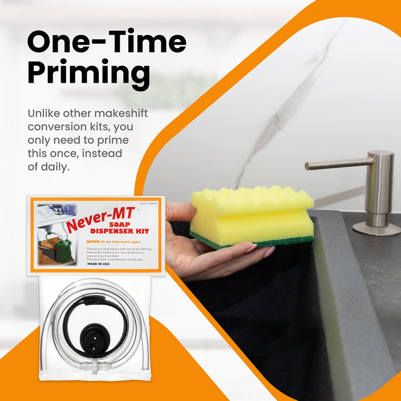 The Original Soap Dispenser Conversion Kit - Made in The USA - Kitchen Sink Extension Tube Kit - Never Fill The Little Bottle Again!