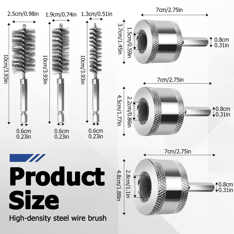 1/2" 3/4" 1" Metal Copper Pipe Cleaner Set - with Replaceable Blades, Tube Cleaning Brush for Power Drill, Removing Stains and Paint from Copper Pipes and Various Metal Pipes
