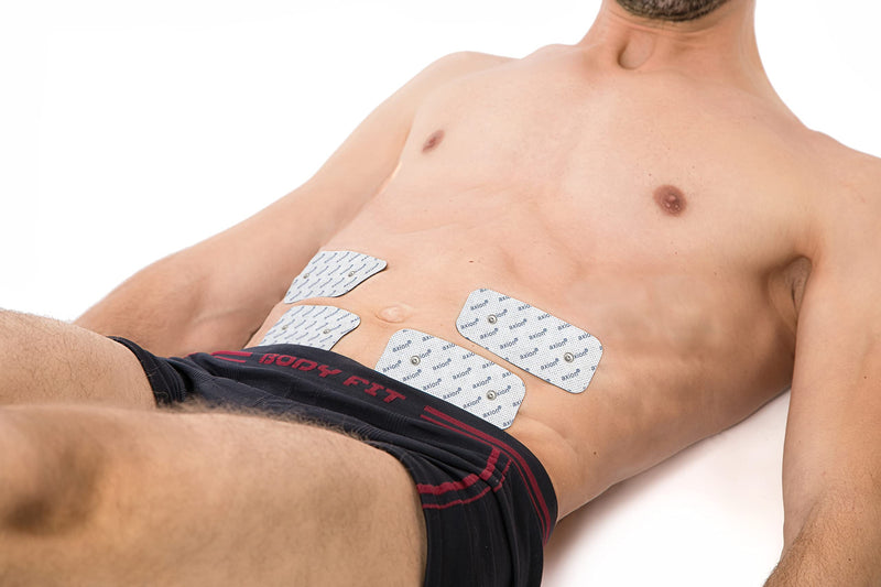axion Set of 20 TENS Unit Electrode Pads - 4x2" - Compatible with Compex Muscle Stimulators and TENS Devices with 3.75mm Snap Button
