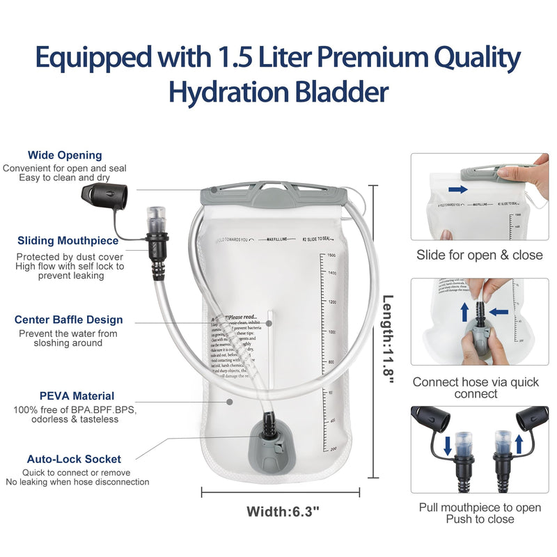 Running Hydration Vest 5L,Running Vest Pack with 1.5L Water Bladder,Lightweight Water Backpack for Hiking Running Cycling White