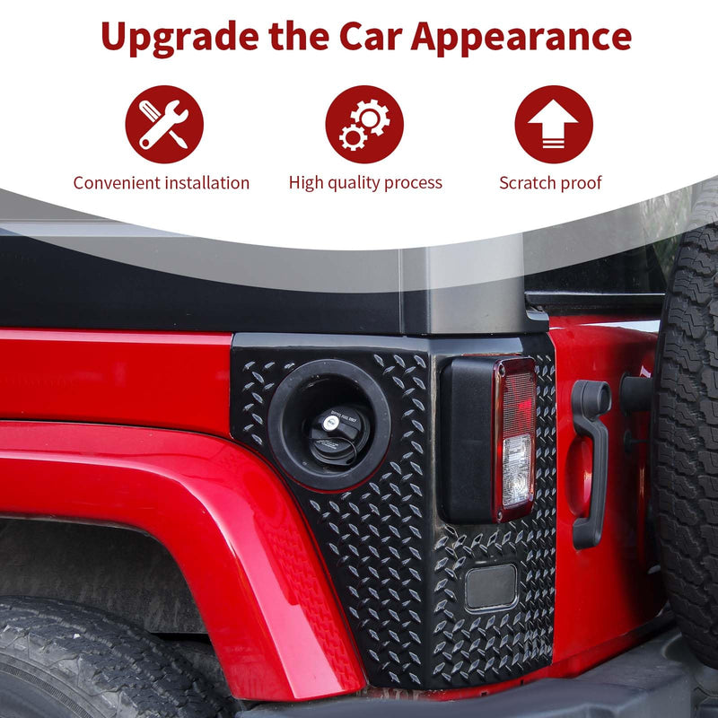 for Wrangler JK Rear Corner Body Armor, Tail Light Cover Guards Protector Compatible with 2007-2017 Jeep Wrangler JK JKU Rear Quarter Panel Black Exterior Accessories 2pcs