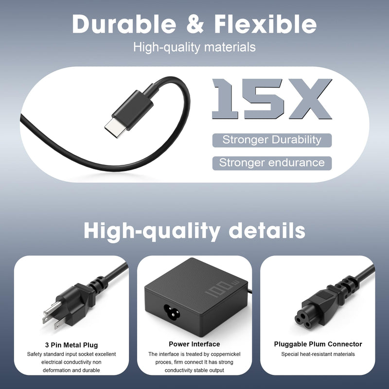 100W 65W USB C Laptop Charger Compatible with Asus | For Asus Rog Ally X,Ally Dock,ROG Flow X13 Z13 GV301 GV302 GZ301,ZenBook 14,Zephyrus G14 G16 M16 and 65W/100W USB-C laptops
