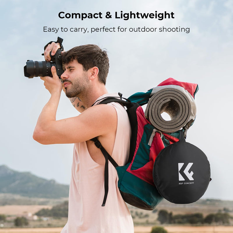 K&F CONCEPT 5-in-1 Light Reflector 32"(80cm) Photography Diffuser Collapsible Portable for Studio and Outdoor Lighting Gold Silver White Black Translucent 32'' (80cm)
