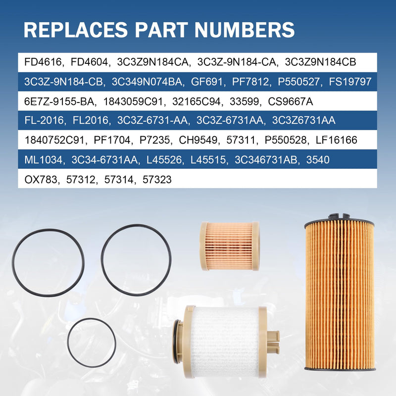 JDMSPEED New Fuel & Oil Filter Replacement 3 of Each FD4616 FL2016 Replacement For Ford 6.0L Turbo Diesel