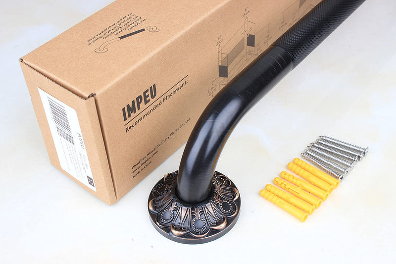 12" Bathroom Anti-Slip Grab bar, Bathtub Textured Shower Bar, Home Saftey Armrest, Toilet Hand Rail, Oil Rubber Bronze Finish 12 Inch BL