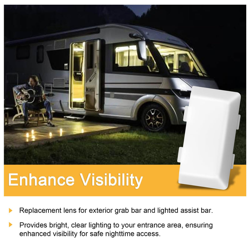 SR33101 RV Porch Light Lens Cover Replacement for Bargman Door Handle Lights, RV Exterior Light Cover for Lance/Fleetwood/Dolphin Camper Parts (4.1 x 2 Inches)