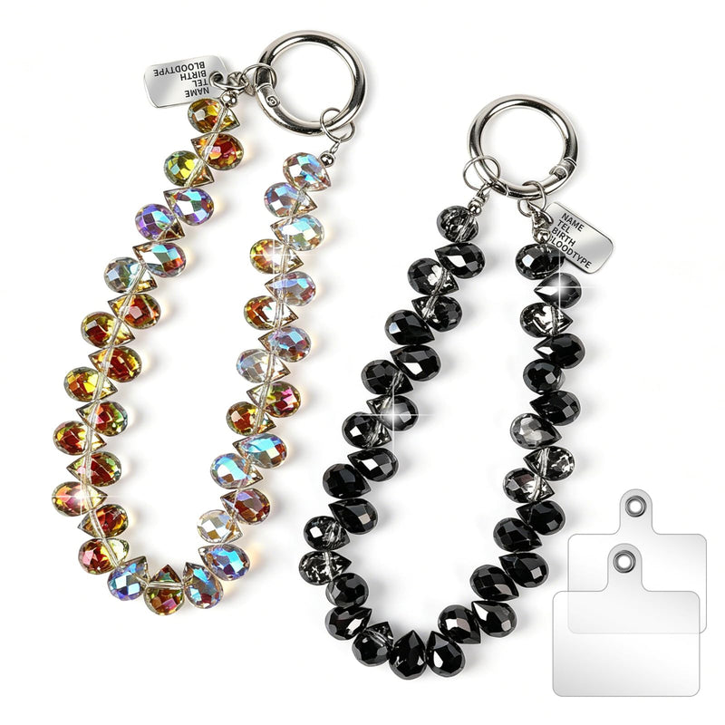2PCS Droplet Crystals Beaded Phone Wrist Strap, Cellphone Lanyard Chain, Phone Charm Chain Keychain Beaded Cellphone Lanyard for Women