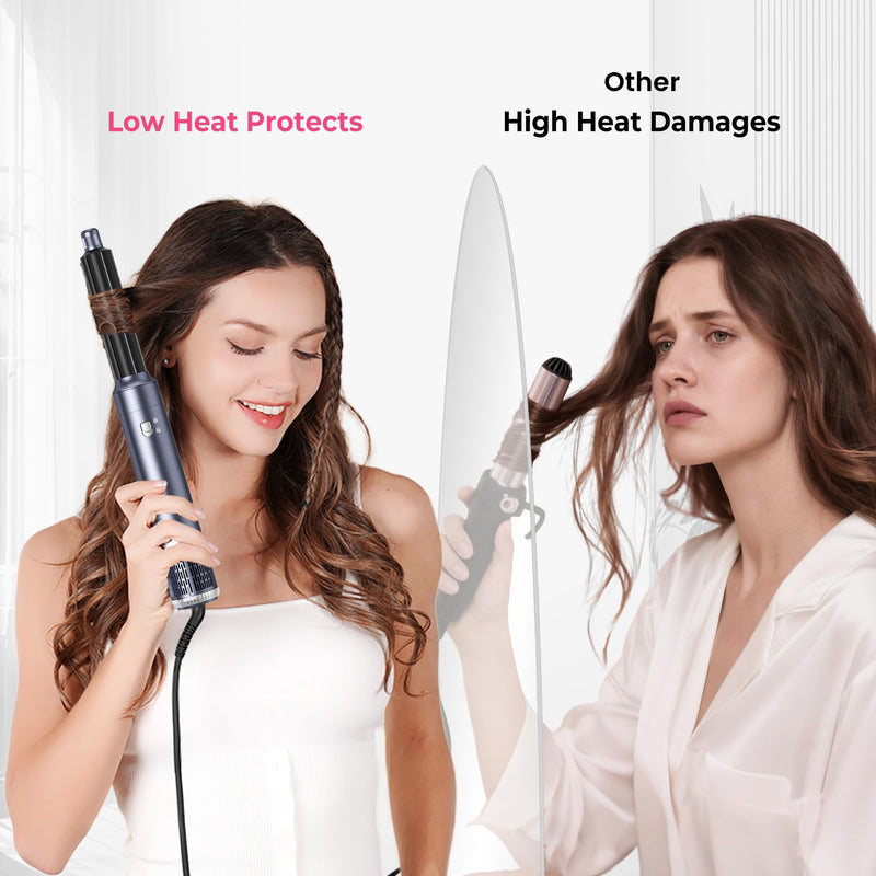 Mogawave Airbrush 6 in 1 Multi Styler Air Styler 6 in 1 Hair Stylers with Magic Styler, Blow Dry Hair Brush, Air Curler, for Drying and Styling Straightening Volumizing Curling Sleeking Gray