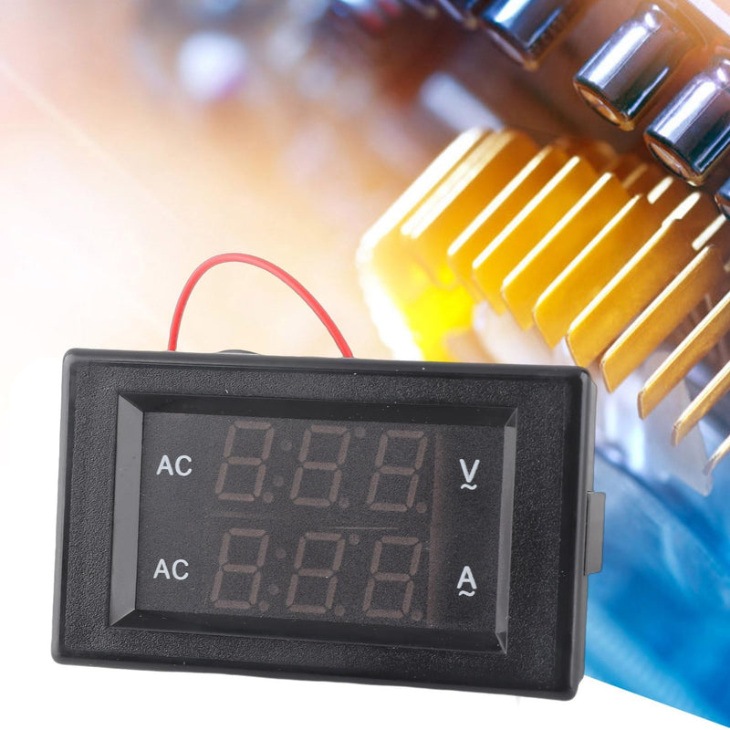 Digital Voltmeter with LED Red and Green Display - 2-in-1 AC Voltage and Amp Meter for 60-500V AC, 0-50A Panel Meter for Voltage and Current Testing