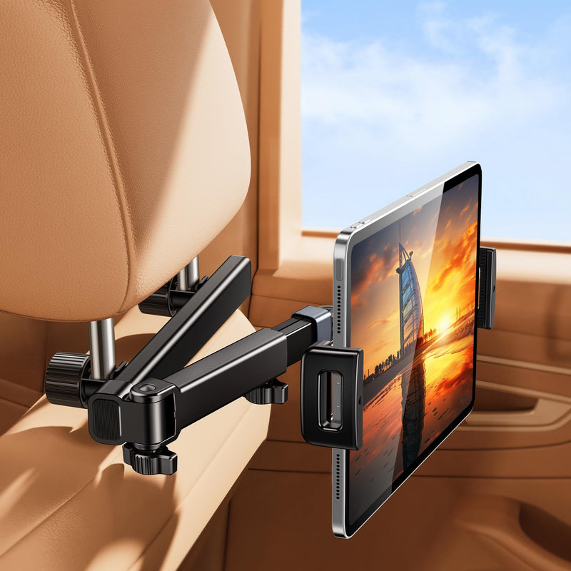 Headrest Tablet Holder, Car Headrest Tablet Stand, Extension Arm Car Back Seat Mount Tablet Holder for Kids, Compitible with 4.7-12.9" Tablet iPad Pro, Air, Mini, Galaxy, Fire