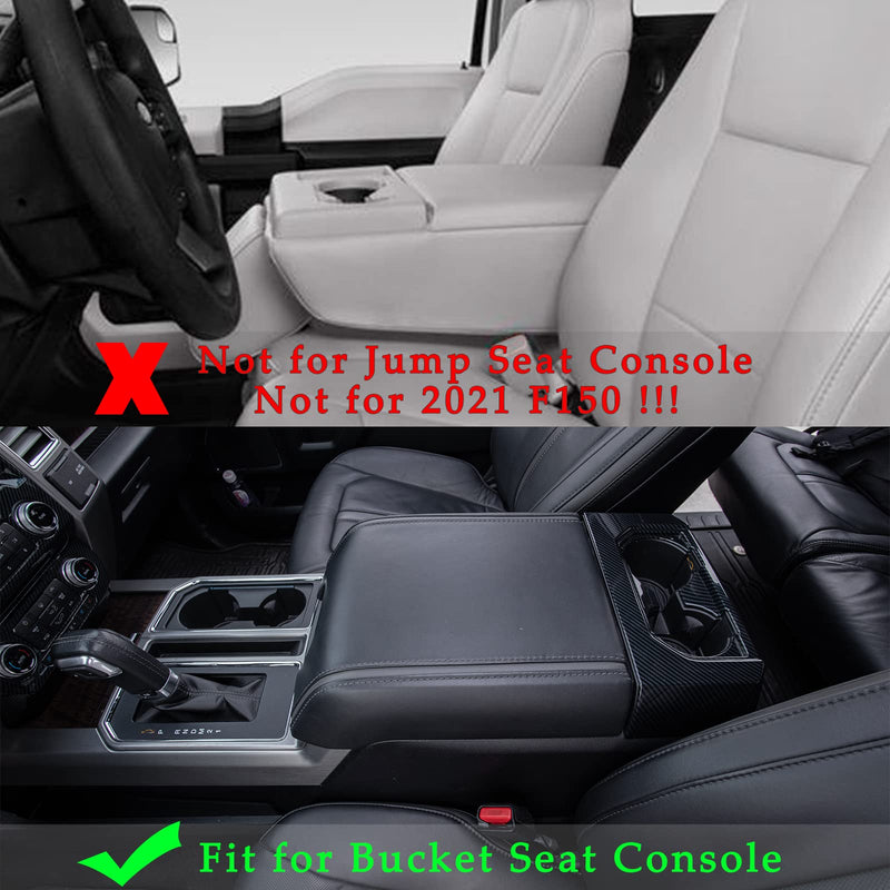 JDMCAR Center Console Cushion Compatible with 2015-2020 Ford F150 / 2017-2022 F250 F350 F450 and 2018-2024 Expedition Accessories, Customized PU Leather Armrest Cover Protector (Bucket Seat Only) Black-Pu Leather Bucket Seat