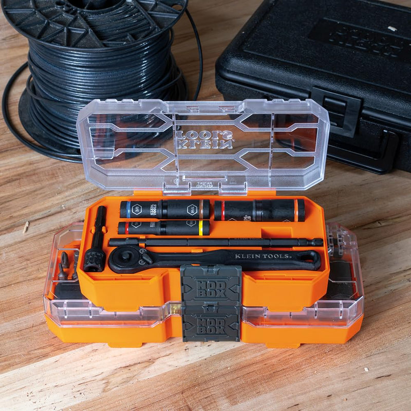 Klein Tools 32502HD KNECT Impact-Rated Screwdriver and Socket Set with MODbox Case, 41-Piece, 26 Bits, 6 Deep Well Sockets, Accessories, and Handle 41-Piece Set