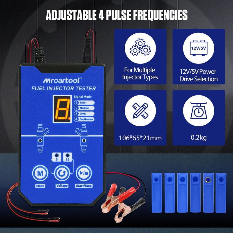 Fuel Injector Cleaning Kit, Auto Fuel Injector Tester Tool, 6 Adapter Fuel Injectors Cleaner kit, 4 Pulse Modes DIY Fuel Injection Cleaner Kit