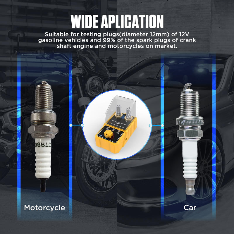 Spark Plug Tester Dual Holes, Automotive Engine Ignition Coil Tester 0-6000rpm Working Frequency, Car Spark Tester Tool with Protective Cover for 12V Gasoline Vehicles