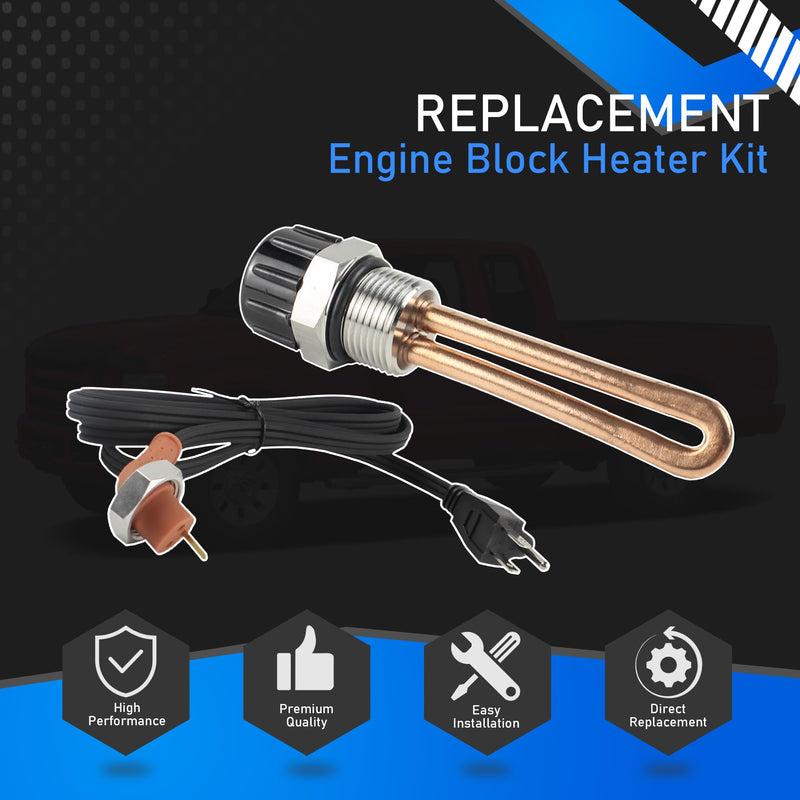 3C3Z6A051AA Engine Block Heater Kit Compatible with 2003-2010 Ford F-250 F-350 E-150 E-250 E-350 Super Duty Excursion Heating Unit with Wiring Harness Replaces 30601002 120V 1000 Watts