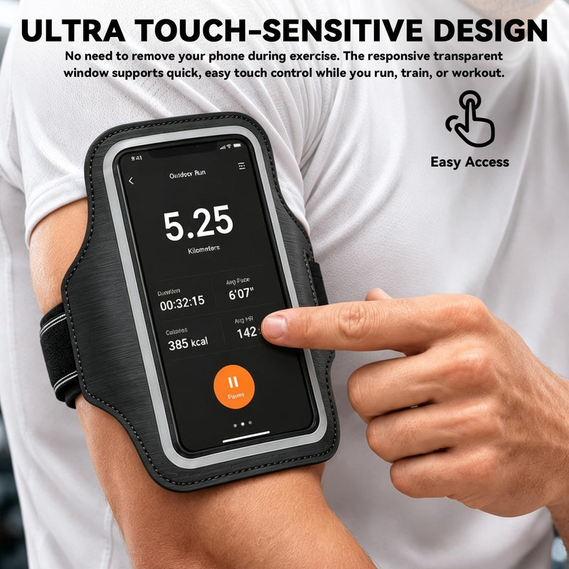Running Armband with Card Slot, Black | Cell Phone Arm band for iPhone 17 16 15 14 13 12 Pro Max Plus Samsung Galaxy Ultra S26 S25 S24 S23 S22 S21 1 Pack