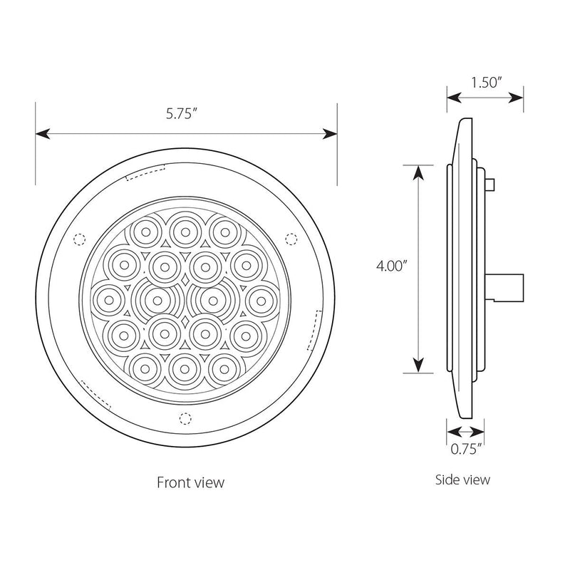 Grand General 75902 LED Light (4" Round Flange Mount Red 18 with Red Lens and Chrome Twist-On Bezel) Red/Red