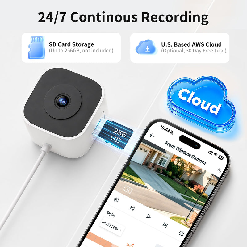 2K No-Drill Window Camera, WiFi Window Cameras for Home Security, 2 Pack | 2.4GHz & 5GHz WiFi, Anti-Glare, Magnetic Mounted, Color Night Vision, 24/7, Apartment Security, Human & Motion Detection