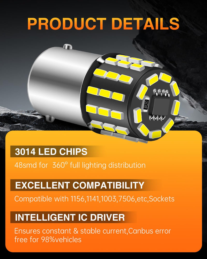 LUYED 1156 LED Bulb 6500K White Super Bright Low Power LED Back Up Reverse Lights,BA15S 1141 1003 7506 P21W LED Replacement for Tail Light,RV Lights,Side Marker Lights,Pack of 10