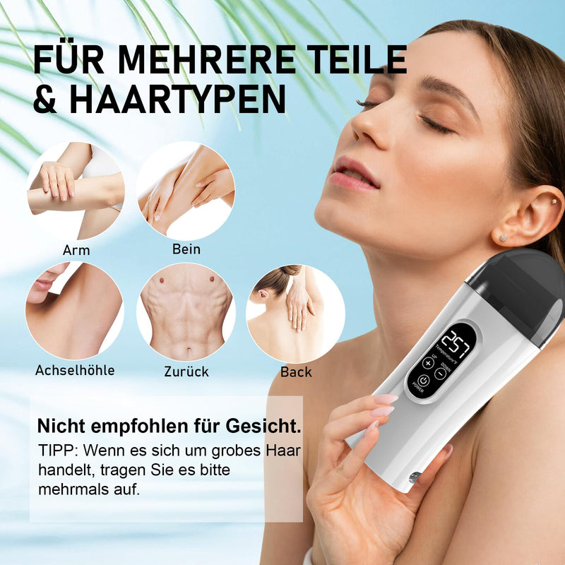Digital Roll on Wax Kit, Demine Wax Roller Kit for Hair Removal, Waxing Kit for Women, At Home Wax Kit for Larger Areas of the Body, Great Gift for Women, Suitable for Beginners