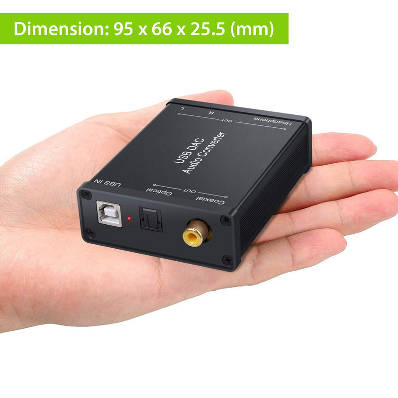 LiNKFOR USB to SPDIF Coaxial RCA and 3.5mm Headphone Jack Converter - Optical Audio Adapter - PCM for Windows, Mac, PS4, PS3 USB DAC