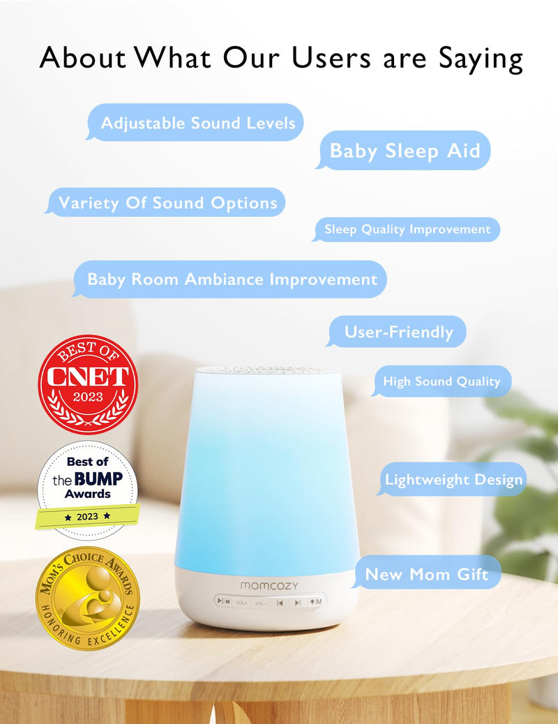 Baby Sound Machine, Momcozy White Noise Machine for Baby Sleeping with Night Light, Toddler Sleep Trainer 34 Soothing Sleep Sounds, Timer, App Remote Control, Personal Sleep Routine Alarm Clock(Blue) Blue